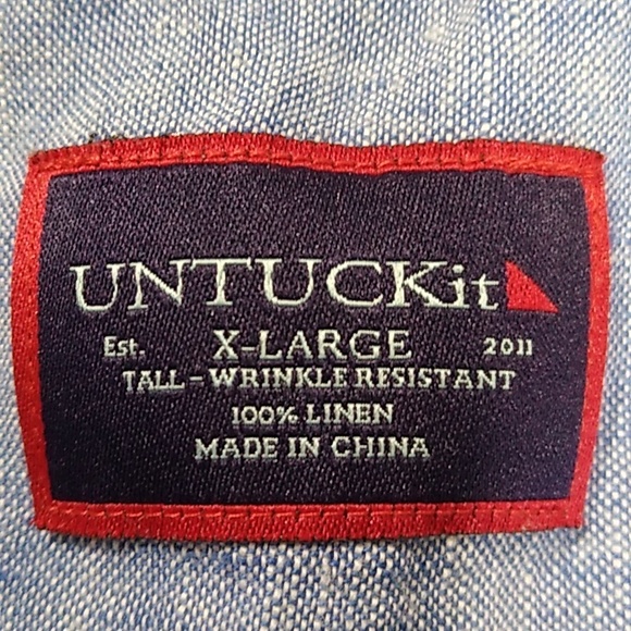 Untuckit Men's Linen Button Shirt Short Sleeve Size XL Tall - Picture 6 of 10